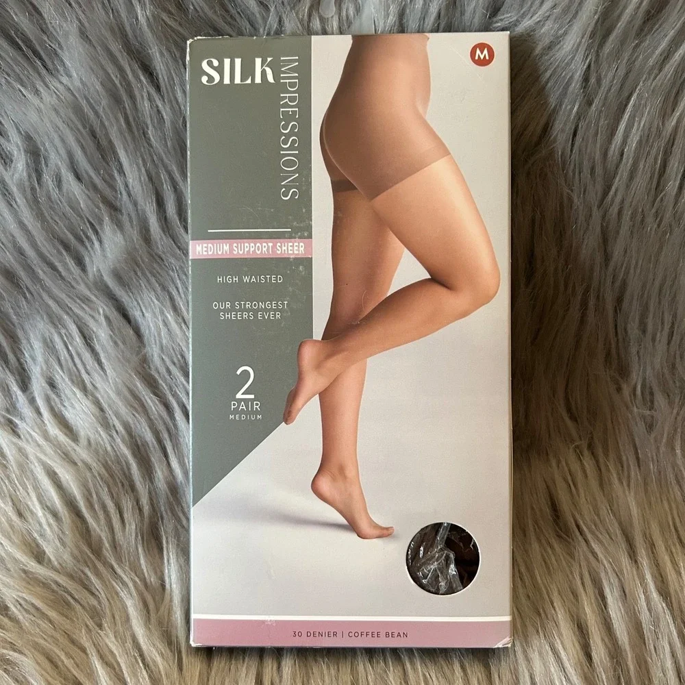 Silk Impressions Medium Support Sheer Tights Women Medium Coffee Bean High Waist